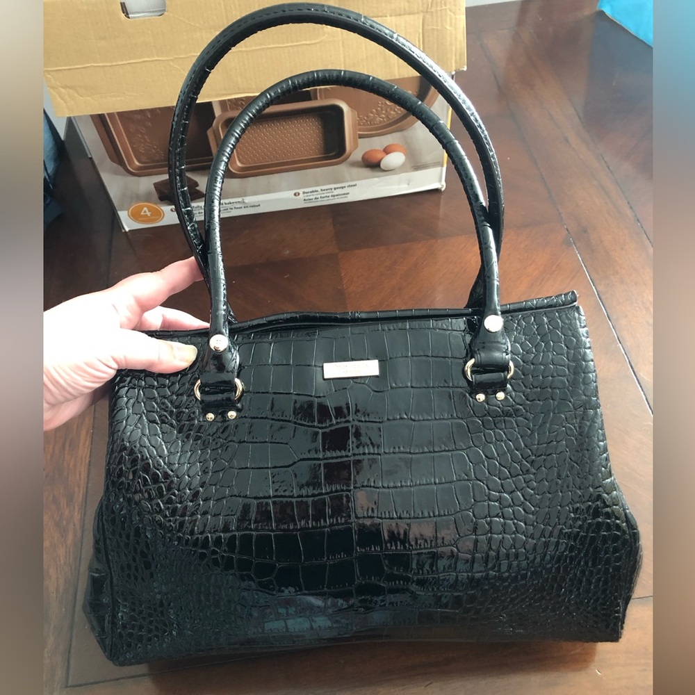 Kate Spade Faux Black Crocodile Pattern Handbag